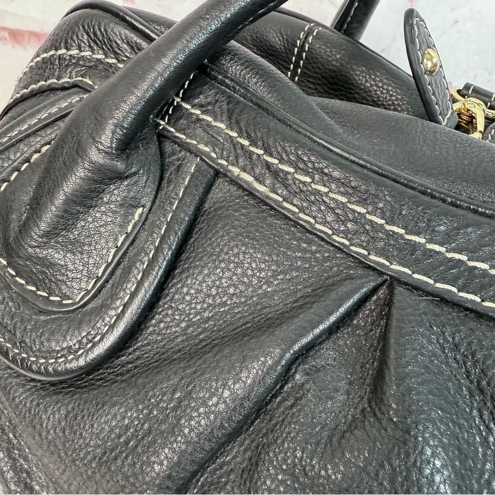 BARR + BARR Black Pebbled Leather White Stitching Large Doctor Bag Satchel NWOT - Picture 14 of 15